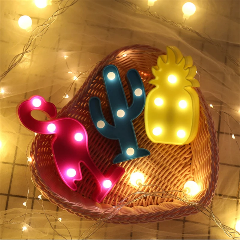 LED Table Night Light Mini Flamingo Pineapple Cactus 3D Night Lamp Home Festival Party Decorations Kids Baby Gift Support Dropshipping (2)