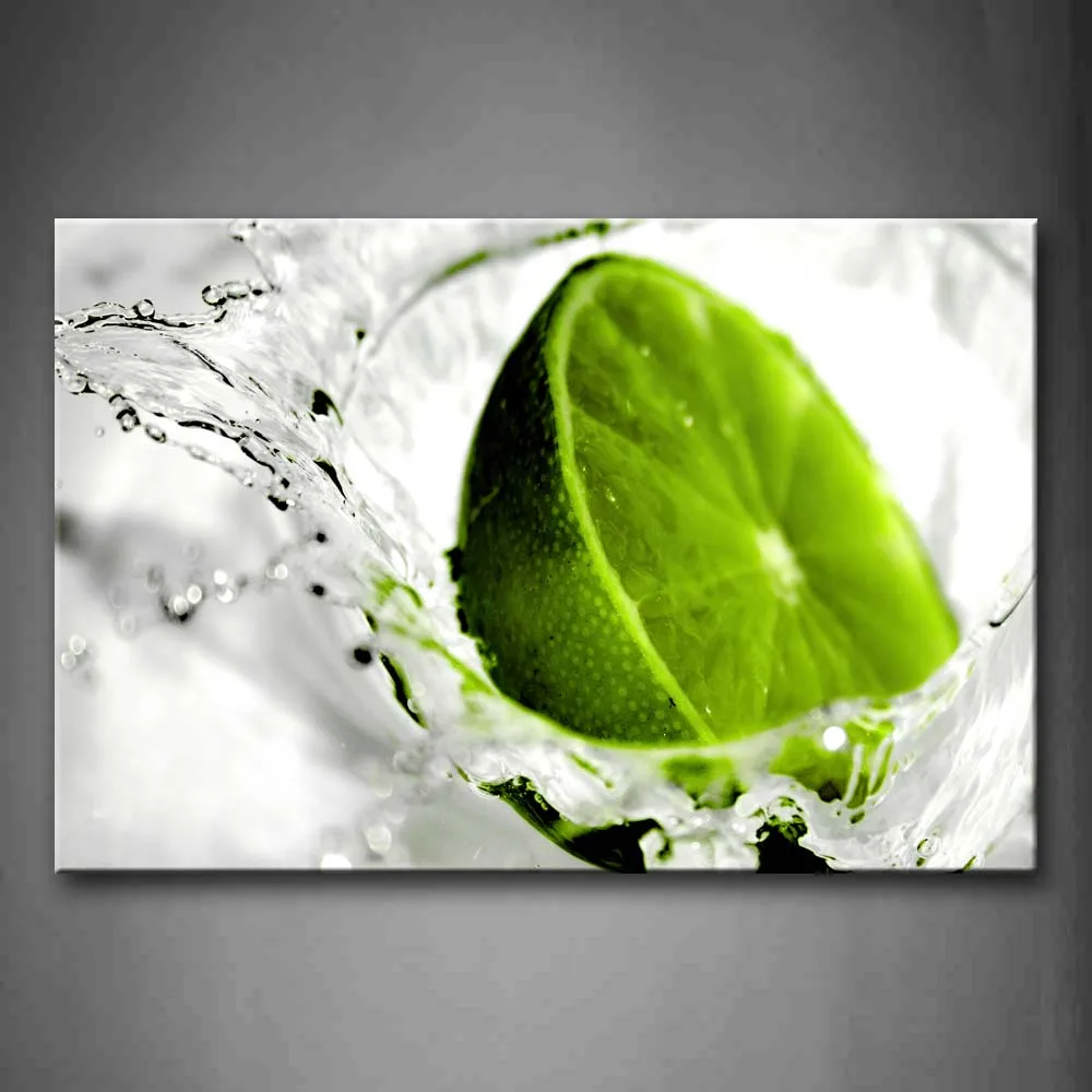 

Framed Wall Art Pictures Lime Water Canvas Print Food Modern Posters With Wooden Frame For Living Room Home Office Decor