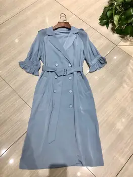 

The new 2020 new elegant temperament and elegant pure color suits brought the double-breasted dress