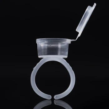 

500PCS Tattoo Pigment Ink Ring Cup Holder With Lid Cover Cap for Eyelash Extend Glue Container Permanent Makeup Microblading
