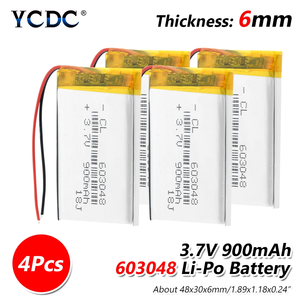 

3.7V 900mAh 603048 Li-Po Battery Lipo cells Lithium Polymer Li-Po li ion Battery For Toy Drone MP3 MP4 GPS PSP Speaker DIY