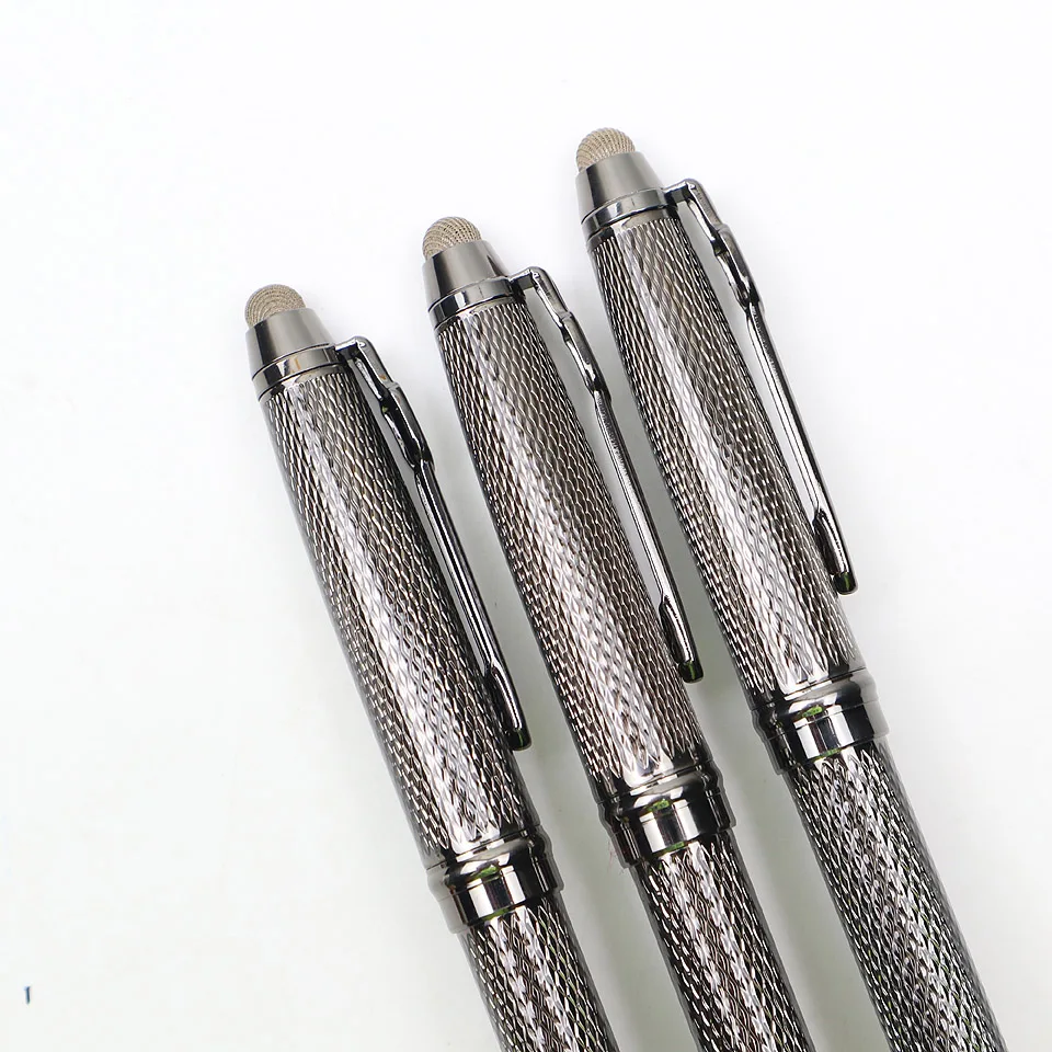Роскошный серый бизнес ручка 0,5 черный/синий высококачественные чернила металлическая сетка Шариковая ручка для студента подарок письменная ручка офис Stationes