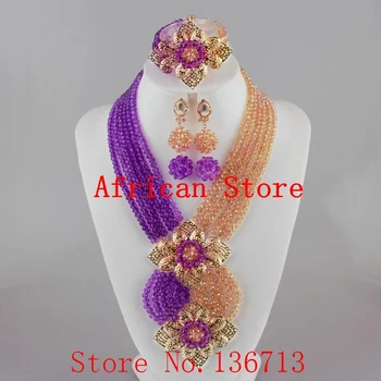 

Hot 2019 Red Nigerian Wedding African Beads Jewelry Set Dubai Set Bridal Jewelry Neckalce Sets Free Shipping SD603-6