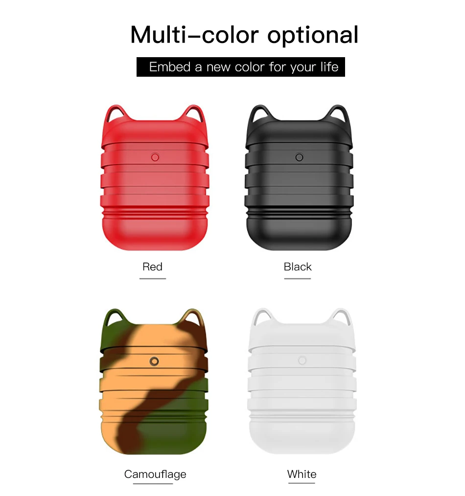 !ACCEZZ Bluetooth Wireless Earphone Case For Apple AirPods Cover Portable Protection Headset Case Accessories Box With Keychain (10)
