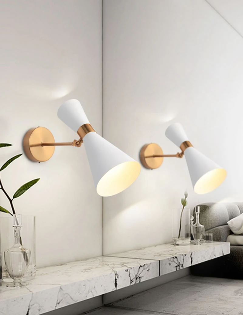 Пост современный черный белый настенный светильник прекрасные простые креативные прикроватные украшения для дома светильник для гостиной коридор E27 6 Вт Светодиодный светильник