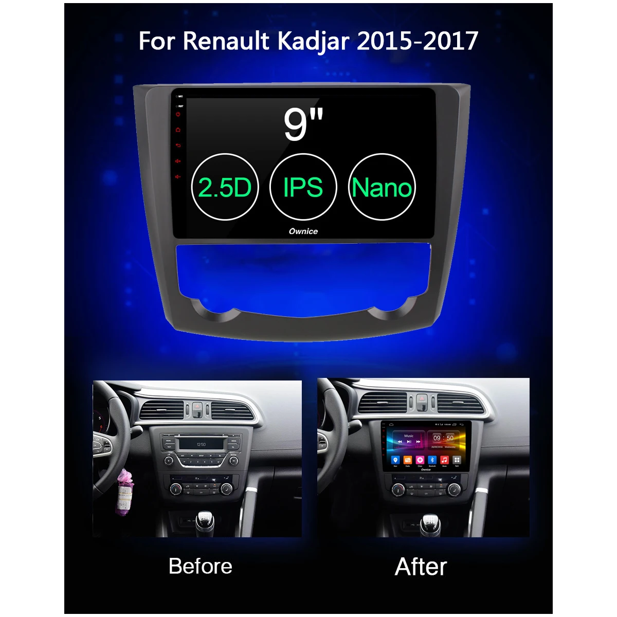 Clearance 9" IPS Android 9.0 Octa Core Car DVD Player For Renault Kadjar 2015 2016 2017 4G RAM+32GB ROM GPS Navi Radio Stereo DSP CarPlay 1