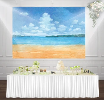 

HUAYI tropical Sea view beach summer photography backdrop background for wedding party xt-7541