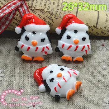 

Flat Back Christmas penguin for Holiday Decoration printing crafts 32*26mm 50pcs/lot R749