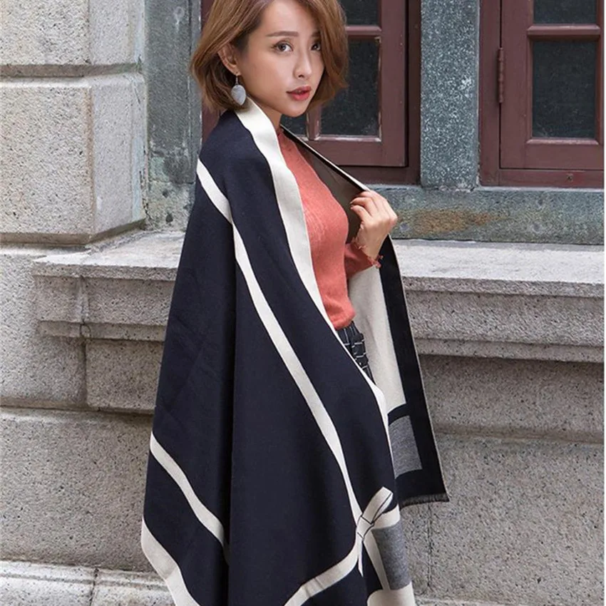 

Women Scarf Winter Autumn Woman Scarves Wrap Shawl Thick Women's Scarf Warm Cotton Cashmere Wool Blended Knit Brushed Poncho
