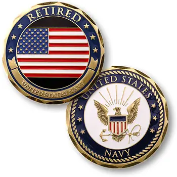 

U.S. Navy / Retired / Flag - USN Brass Challenge Coin,Free Shipping