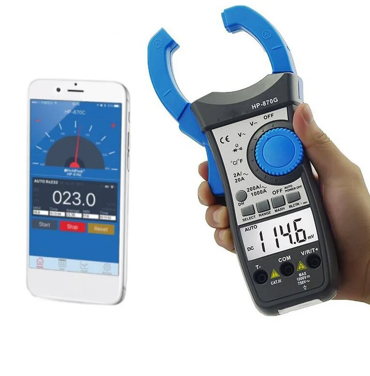 

HP-870N Auto Range DC AC Digital Clamp Meter Multimeter Temperature Meter True RMS Frequency Backlight