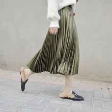 Осенние женские длинные юбки, модные брендовые плиссированные юбки трапециевидной формы с высокой талией, женские Юбки-миди Faldas Mujer Saias