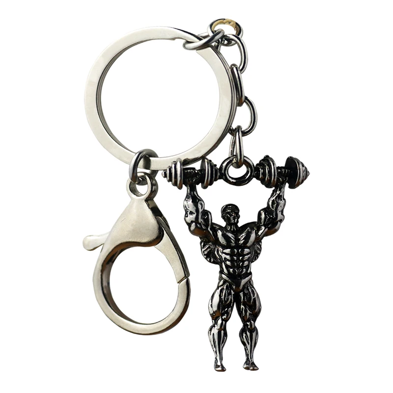 

Lifting Dumbbell Muscle Fitness Key Chain Punk Model For Men Car Wallet Dangle Key Ring Sports Hip Hop Jewelry Gifts Gym New