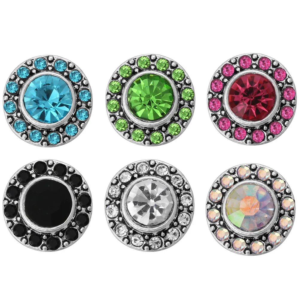 Buy 10pcs/lot Mixed Rhinestone Styles Metal Charms 12mm Snap Button Jewelry For