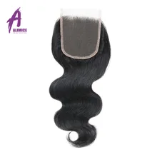 Alimice Brazilian Body Wave Lace Closure Free Part 4x 4 Non Remy Hair 120 Density Lace