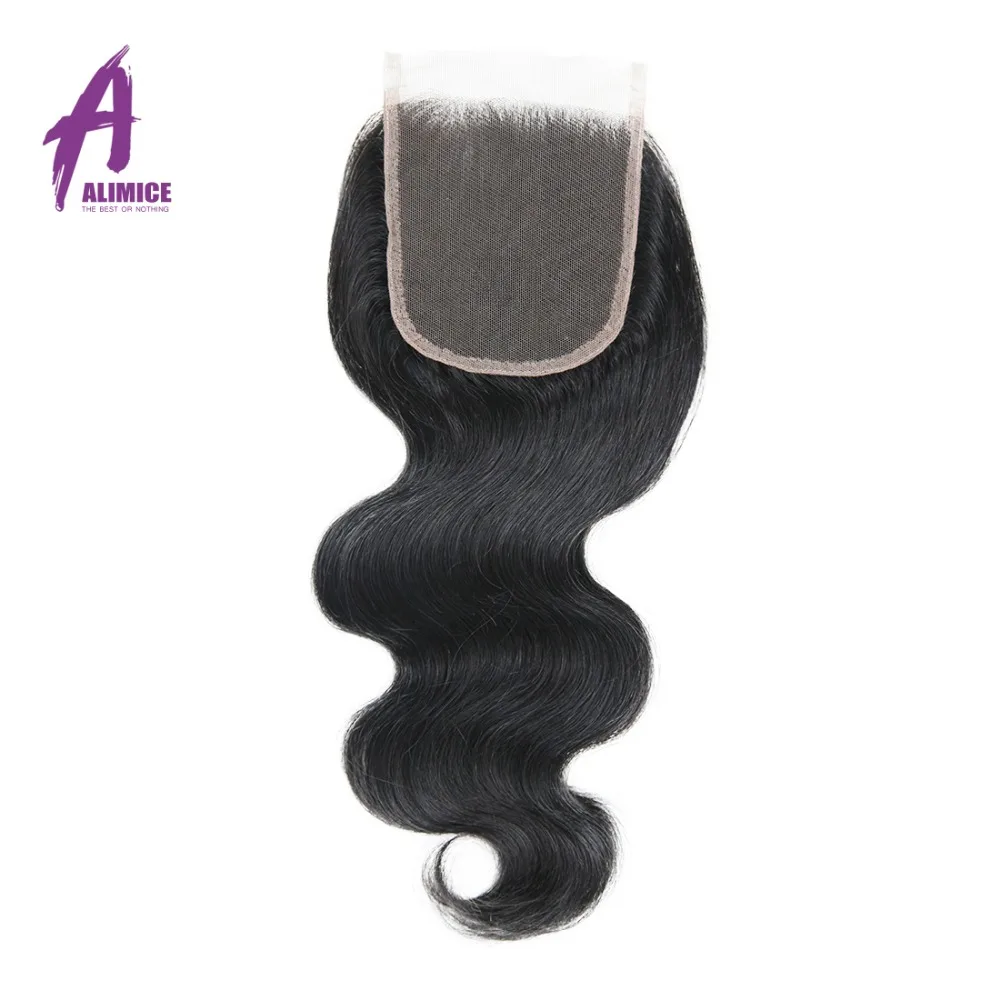 Alimice Brazilian Body Wave Lace Closure Free Part 4x 4 Non Remy font b Hair b
