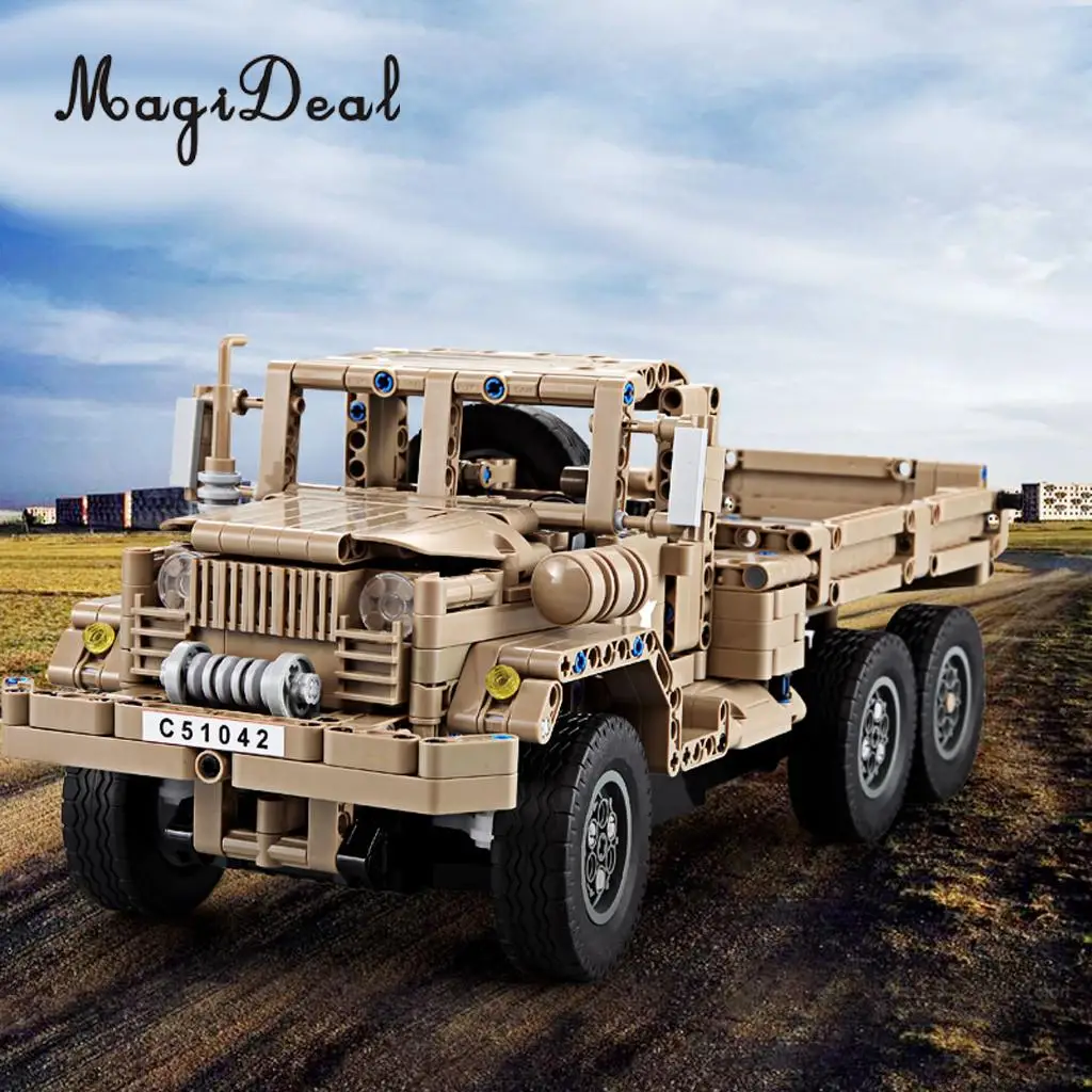 

545Pcs 2.4Ghz Remote Control Car Rechargeable Military Truck Model Building Blocks Toy for Kids Children - Transporter