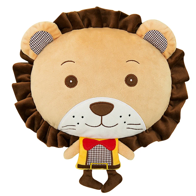 plush cartoon child headrest lion bear fox rabbit cat car seat pillows warm in winter auto accessories cute pillow for the neck |