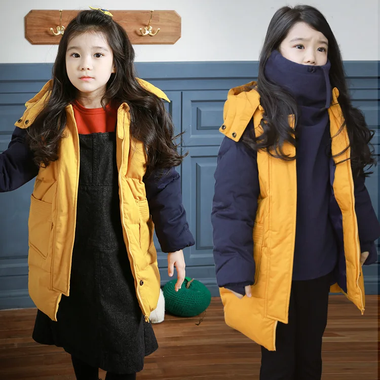 Boys Winter Jacket Real Unisex In South Korea The Long Thick Cotton Padded Clothes Mianfu Coat