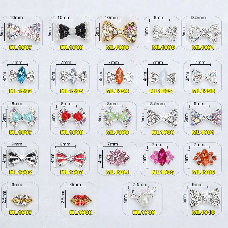10 шт. Новый Кристалл Красочный ногтей Rhinestone сплава Книги по искусству украшения