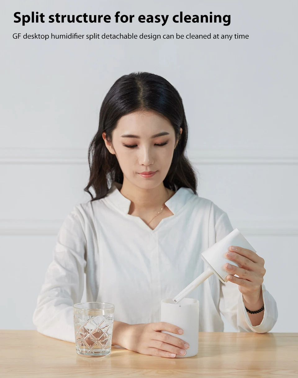 Original Xiaomi Uildford tabletop Humidifier 320ML protable quiet Air Purifying with Night light for Air-conditioned household (10)