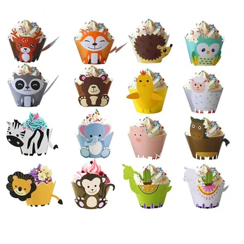 

Woodland Animal Cupcake Wrappers Forest Friend Owl Fox Bear Deer Alpaca Cake Topper Jungle Party Kids Birthday Party Decoration