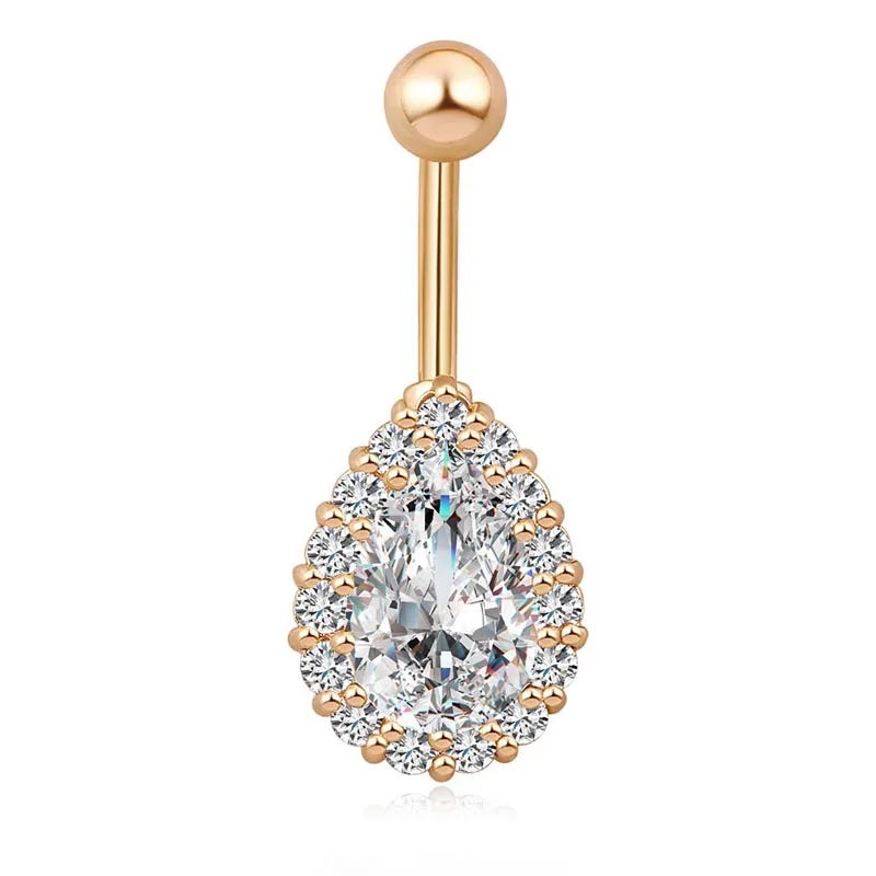 

2016 New Gold Plated Cubic Zirconia Belly Button Ring Fashion Sexy Body Piercing Jewelry