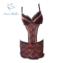 Новое поступление женские нижнее белье сексуальное кофта нижнее белье 3/4 push up чашки красной лентой черный фартук с бантом дизайн