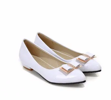 Женская обувь большого размера с острым носком бантом и стразами женские тонкие туфли на низком квадратном каблуке 12 дамские туфли-лодочки на высоком каблуке черного и белого цветов