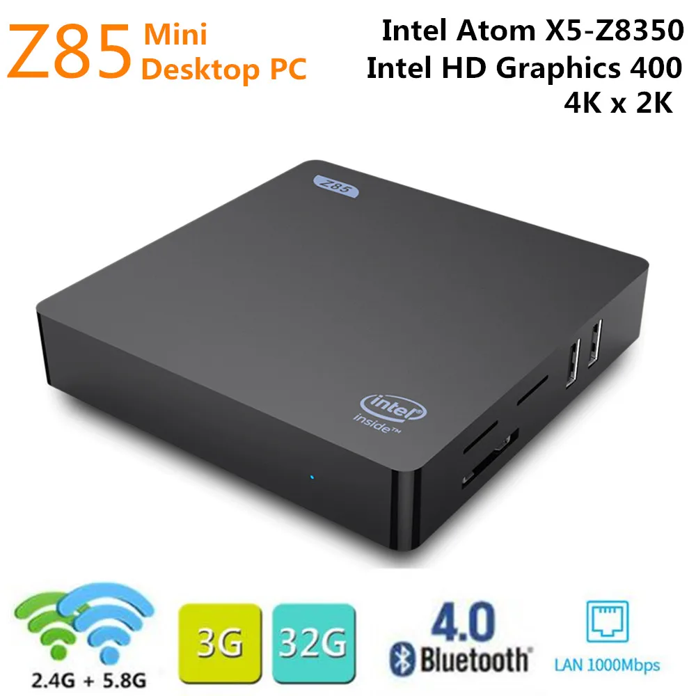 

Z85 Mini PC Intel Atom x5 - Z8350 Dual-screen Display 2GB 32GB/64GB Dual Band WiFi Ethernet 1000Mbps Bluetooth Media Player