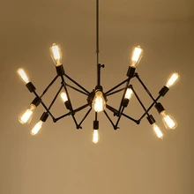 LOFT American wrought iron chandelier Continental restaurant bar chandelier Art retractable spider light LOFT American wrought iron chandelier Continental restaurant bar chandelier Art retractable spider light