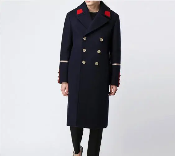 

Autumn 2019 personality epaulettes matching color men's double-faced woolen overcoat personality woolen coat. M-3XL!!