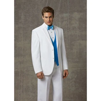 

Custom Made Groom men suit Tuxedo Groomsmen White Wedding Dinner Evening Suits Best Man Bridegroom (Jacket+Pants+Tie+Vest)