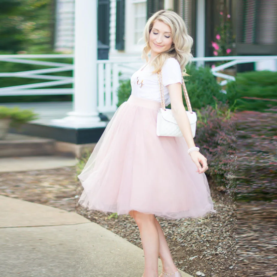 Casual 2017 Blush Pink Pregnant Tulle Skirts For Women Plus Size