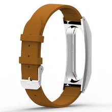 Adjusted Softness Sturdy Leather Replacement Wristband Band Strap + Metal Case Cover For Xiaomi Mi Band 2 Bracelet Wholesale