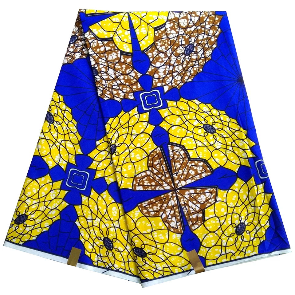 

Polyester LBLD-51 New design african wax fabric,Blue&yellow african printed wax fabric ankara /kitenge/pagnes 6 yards