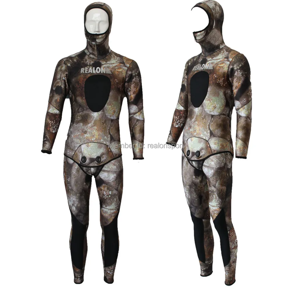REALON Рыбалка тепло 3 мм гидрокостюм из двух частей Дайвинг костюмы с капюшоном полный костюм для подводного плавания под водой