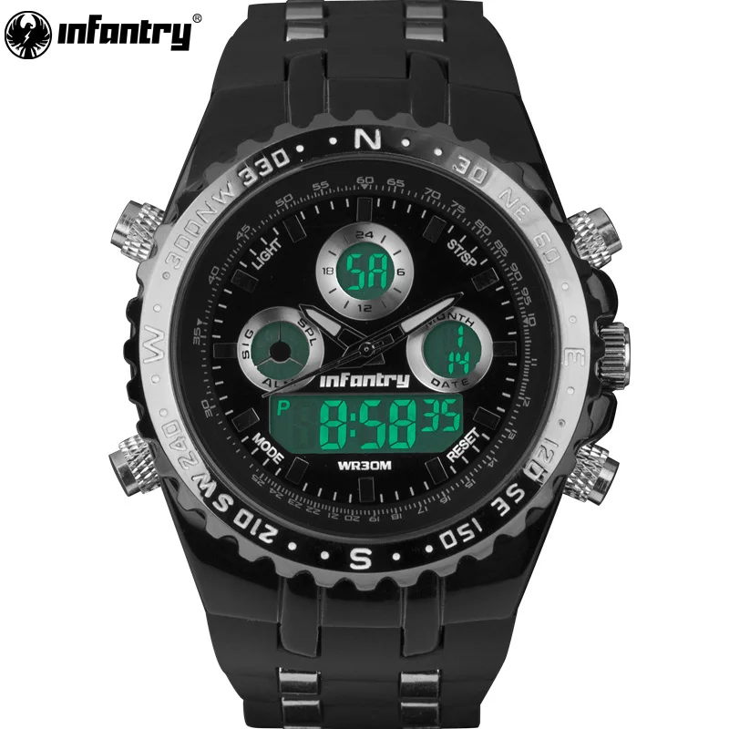 

INFANTRY Military Watch Men Pilot Digital LED Wristwatch Mens Watches Top Brand Luxury Army Black Silicone Relogio Masculino