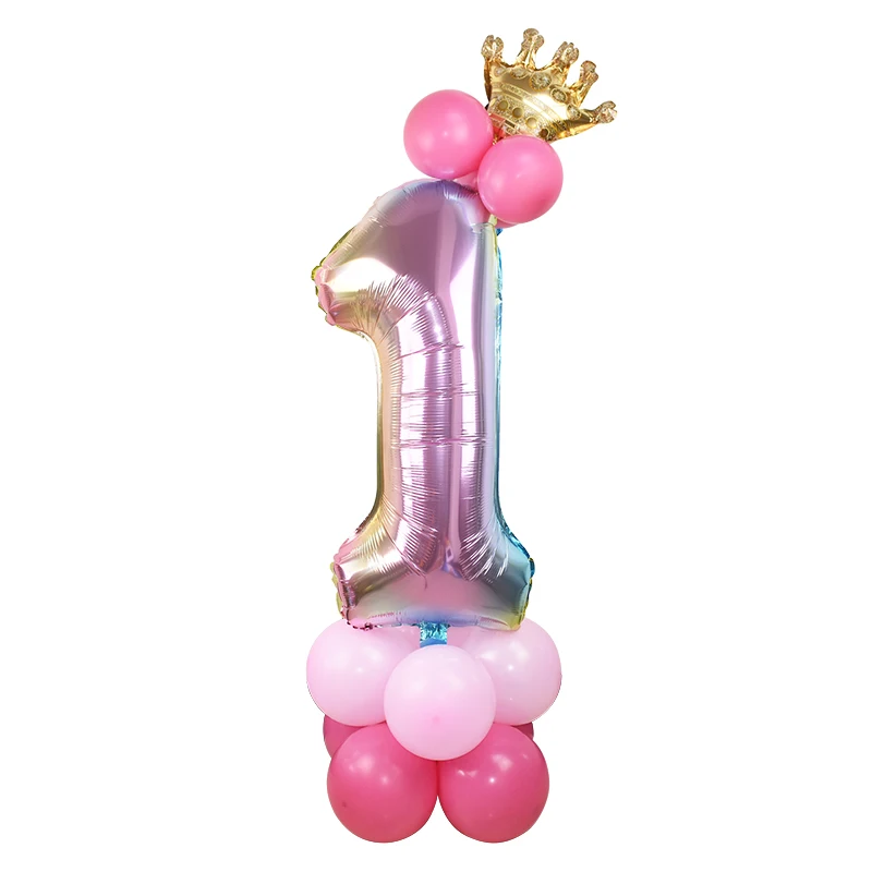 32 дюймов Радужный цветной шар с цифрами, цифровой фольгированный шар, корона, украшение для дня рождения, для детей, для мальчиков и девочек, товары для дня рождения, Globos
