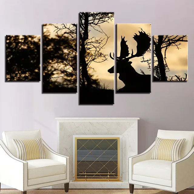 Canvas-Wall-Art-Prints-Pictures-Home-Decor-Living-Room-Framework-5-Piece-Forest-Animal-Deer-Painting.jpg_640x640