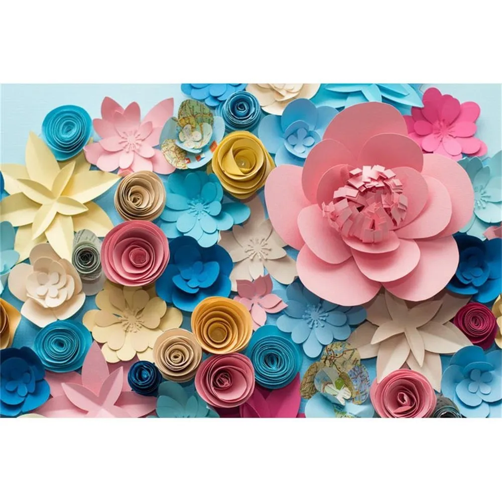 

Digital Printing 3D Paper Flowers Vinyl Backdrop for Photography Baby Newborn Photo Props Kids Children Photographic Backgrounds