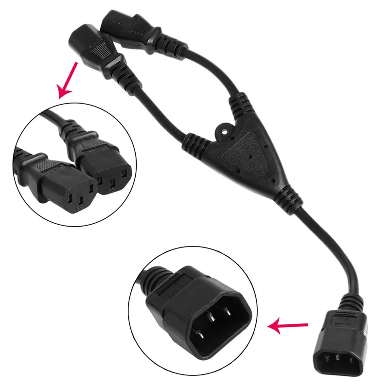 2019 Hot OOTDTY brand IEC C14 To 2xC13 Y Splitter Cord Adapter Cable 10A 250V Male To 2 Female 30CM 2019 Hot OOTDTY brand IEC C14 To 2xC13 Y Splitter Cord Adapter Cable 10A 250V Male To 2 Female 30CM
