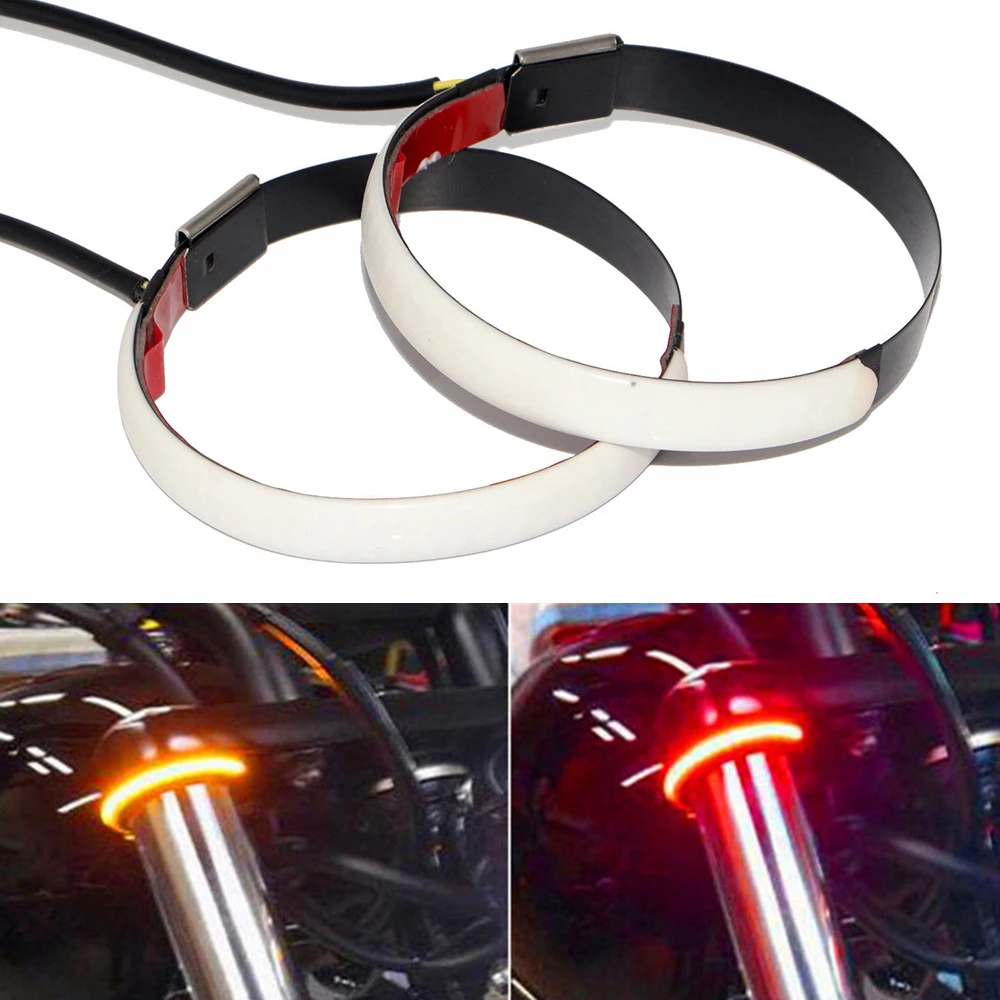 

Motorcycle LED Turn Signal Car Front Fork Shock Absorber Two-color Light Guide Ring Universal Style