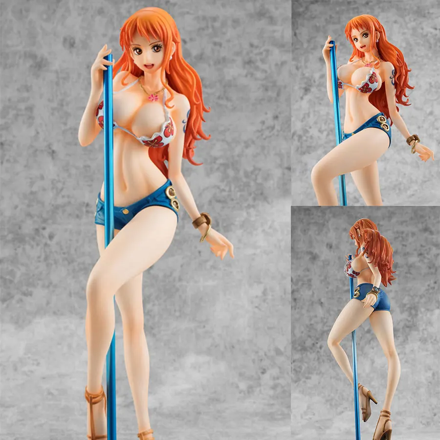 

23cm One Piece Anime Figures Nami Pole dance PVC Action Figure Bra removable Ver. Collection Model Doll Toys