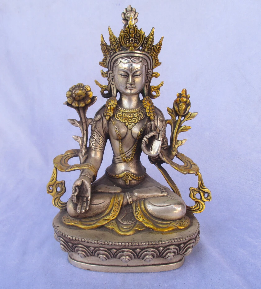 

100% Tibet Silver Gold gilt Buddha statue ,Retro Buddha sculpture ,High 22CM,wide14CM fast shippping