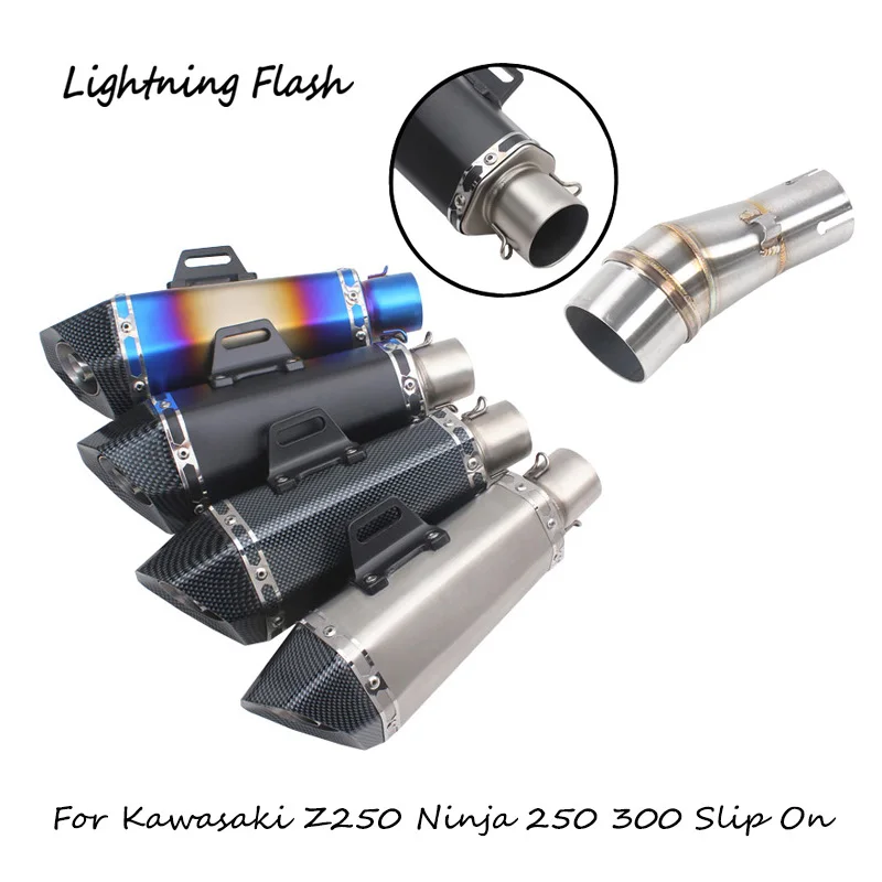 

Slip On Z250 Ninja 250 300 Motorcycle Exhaust Pipe for Kawasaki Mid Link Pipe 51 mm Tail Escape with Removable Db Killer Muffler