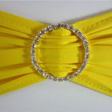 Желтые ленты из спандекса на стулья со стразами пряжка для украшение для стула/эластичная лента из лайкры с бриллиантами