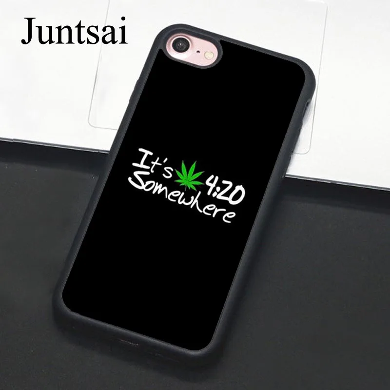 Juntsai IT'S 420 SOMEWHERE WEED Phone Case For iPhone 7 6 6s Plus Full