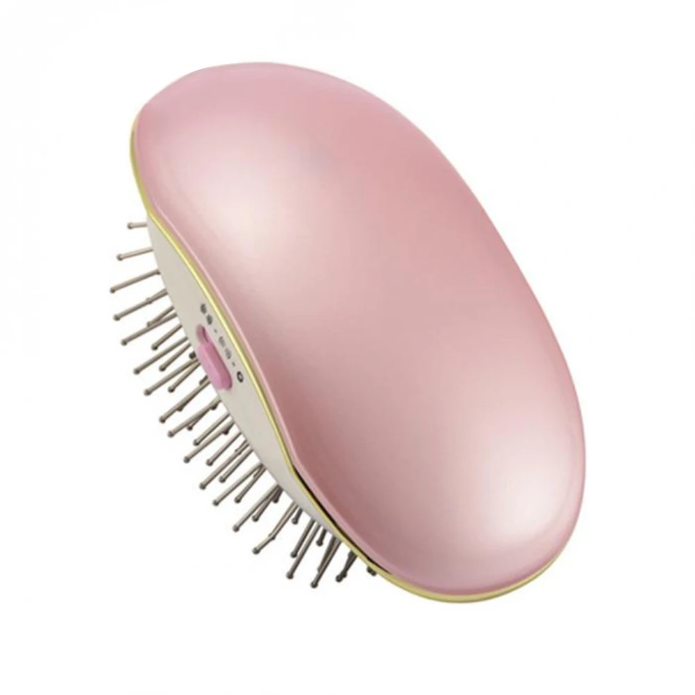Портативная электрическая ионная расческа для волос на вынос, маленькая Волшебная расческа для волос, массажная расческа, расслабляющая, забота о здоровье - Цвет: Розовый