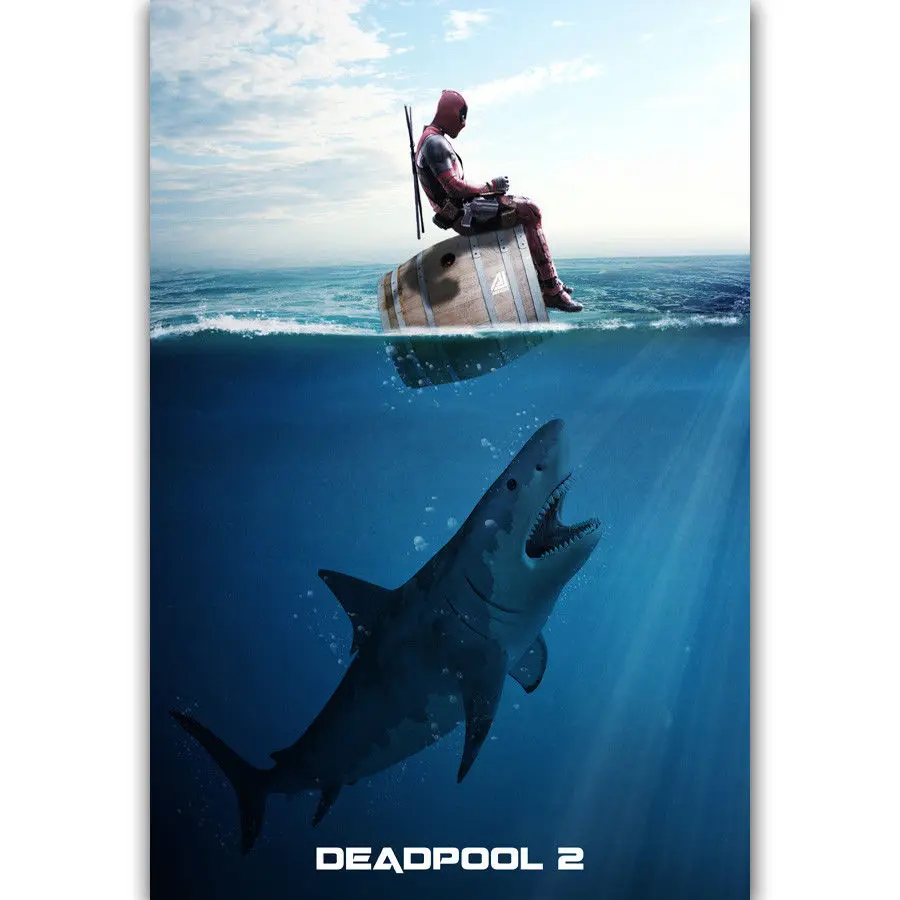 MQ154 Дэдпул 2 Акула челюсть Marvel фильм супергерой Горячее предложение художественный плакат Топ Шелковый светильник холст домашний декор Настенная картина печать